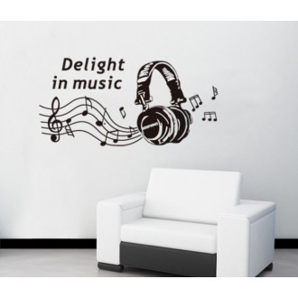 Delight in music Headphones musical note Wall Sticker